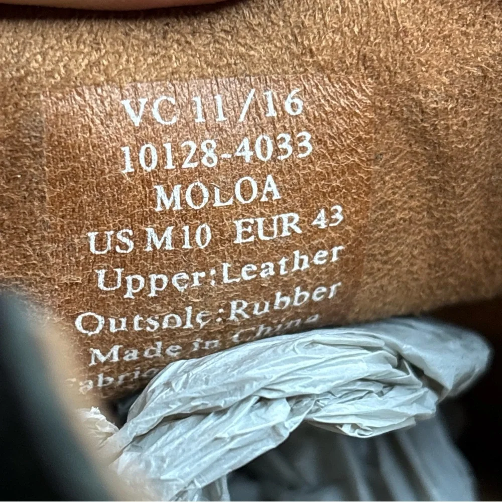OluKai Men's Moloa Black / Toffee Leather Comfort Slip On Shoes Size‎ 10